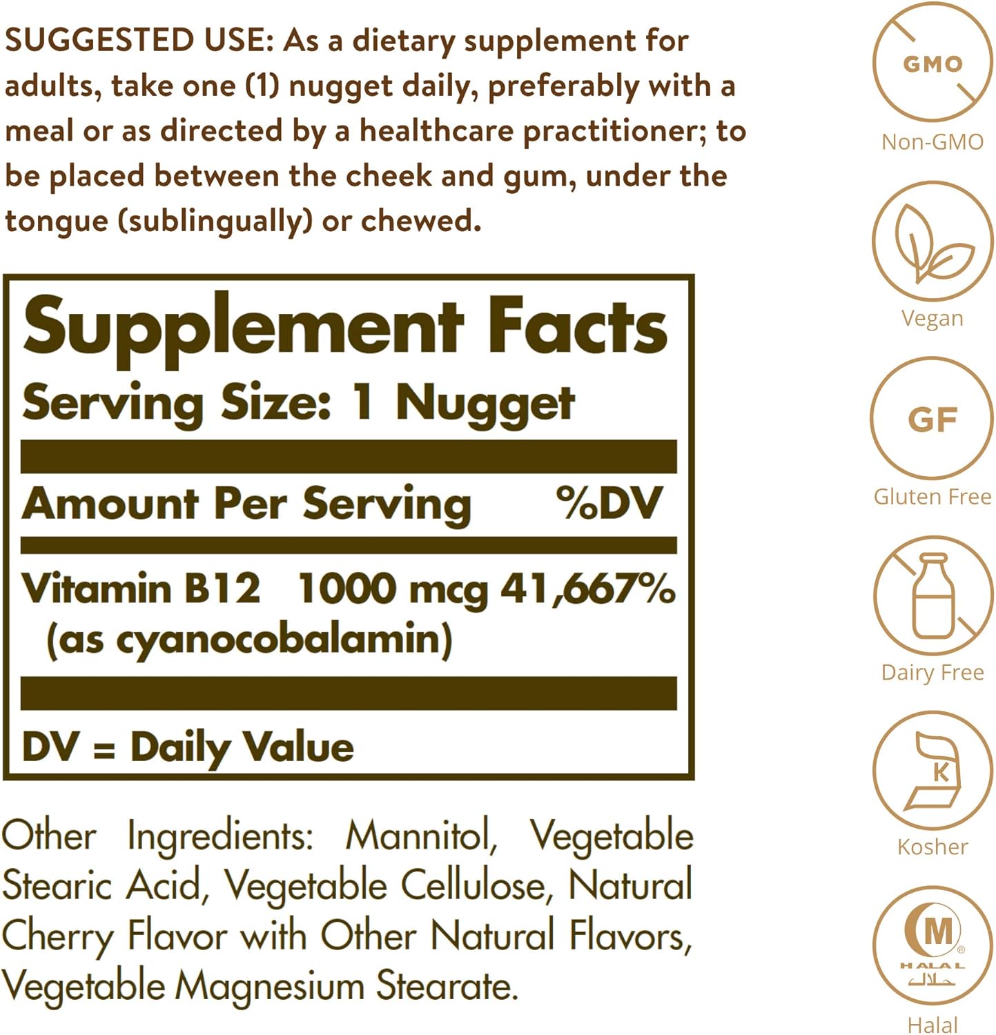 Solgar - B-12 Nuggets, 1000 mcg, 100 pellets