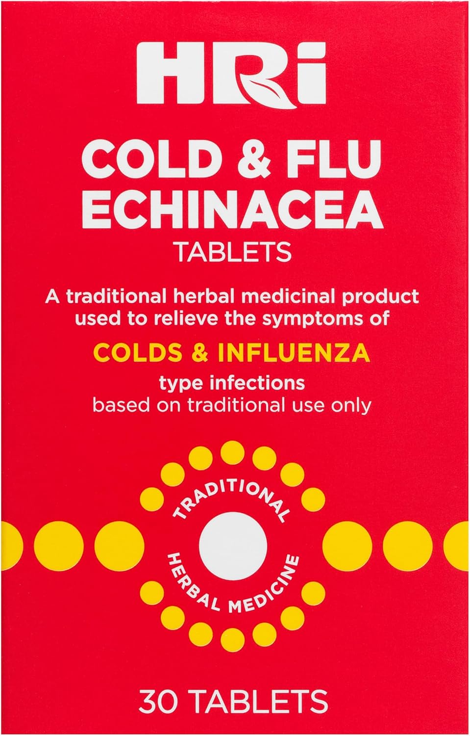 Hri Cold And Flu Echinacea - 30 Tablets. To Relieve The Symptoms Of Colds And Flu Type Infections. 338 To 450 Mg Of Echinacea Purpurea. 6 Pack