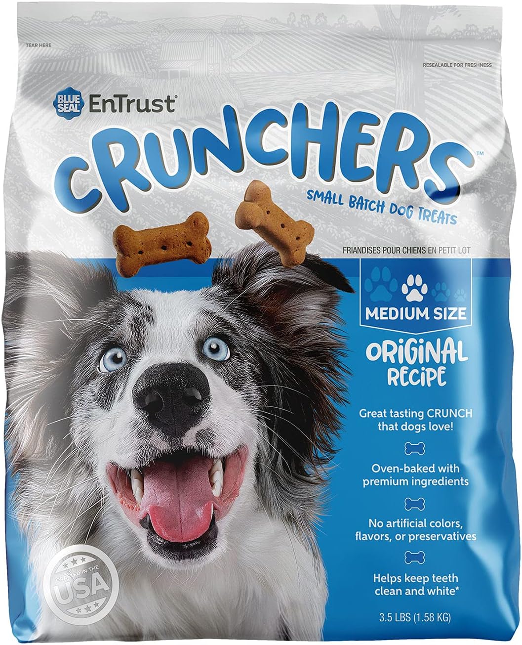 Blue Seal Entrust Crunchers Dog Treats For Medium Size Dogs | Small Batch, Oven Baked, Premium Ingredients | Original Recipe | 3.5 Pound Bag