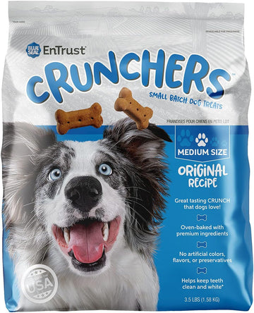 Blue Seal Entrust Crunchers Dog Treats For Medium Size Dogs | Small Batch, Oven Baked, Premium Ingredients | Original Recipe | 3.5 Pound Bag