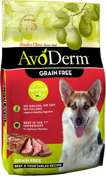 Avoderm Grain Free Beef And Vegetables Recipe Dry Dog Food, All Life Stages, 24Lb Bag