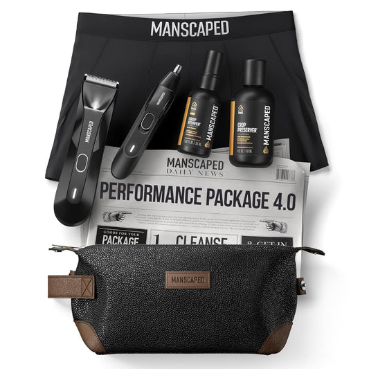 MANSCAPED® Performance Package 4.0 Includes The Lawn Mower® 4.0 Groin Hair Groomer, Weed Whacker® 2.0 Nose Hair Trimmer, Crop Preserver®, Crop Reviver®, Boxers 1.0, The Shed, Magic Mat®, 3X-Large : Beauty & Personal Care