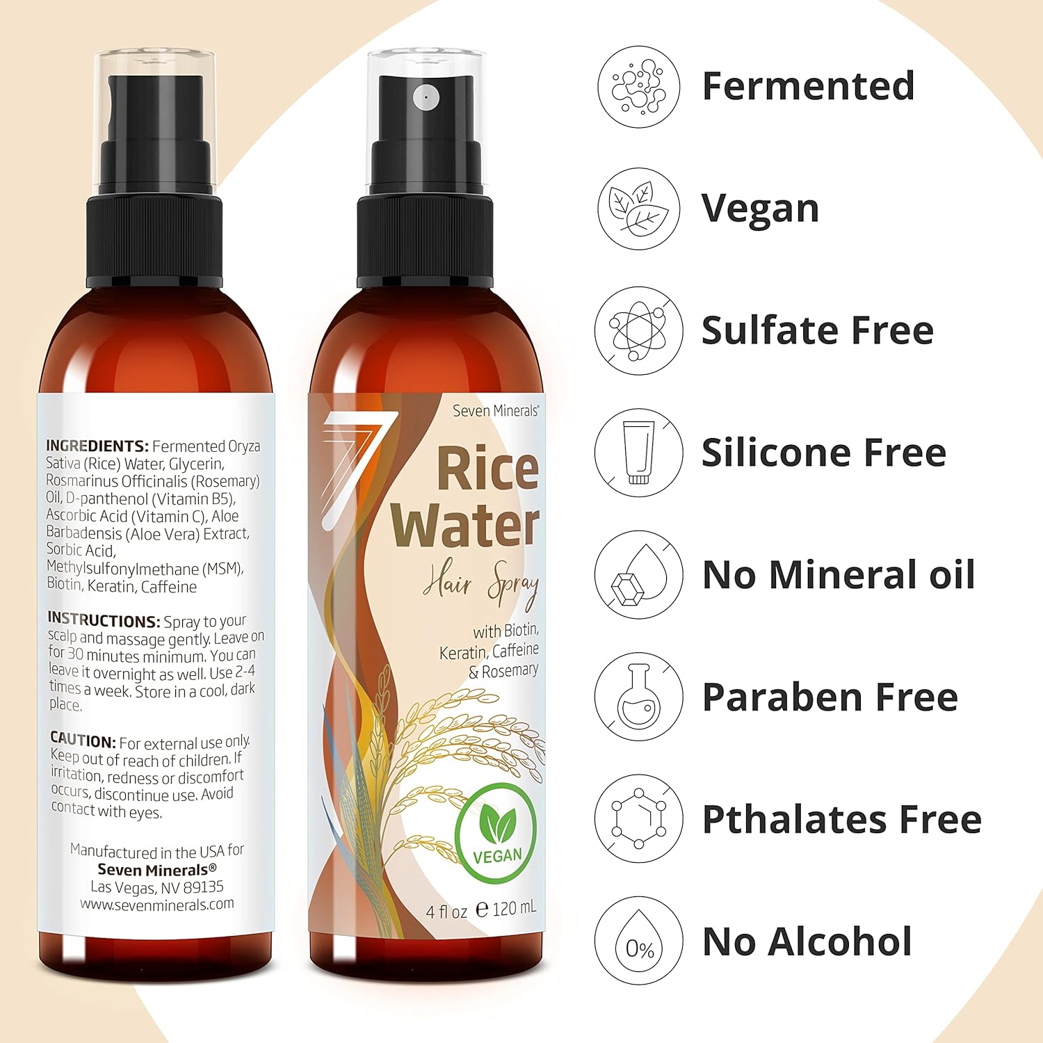 NEW Fermented Rice Water for Hair Growth - Infused with Rosemary, Biotin, Caffeine, Keratin Vegan Non-Greasy Spray Naturally Thicker, Longer, Softer Men & Women (4 fl oz) : Beauty & Personal Care