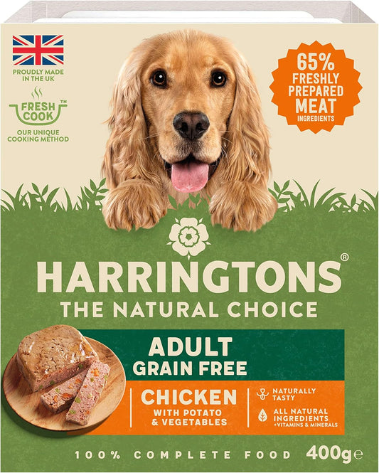 Harringtons Complete Wet Tray Grain Free Hypoallergenic Adult Dog Food Chicken & Potato 8x400g - Made with All Natural Ingredients?HARRWC-C400