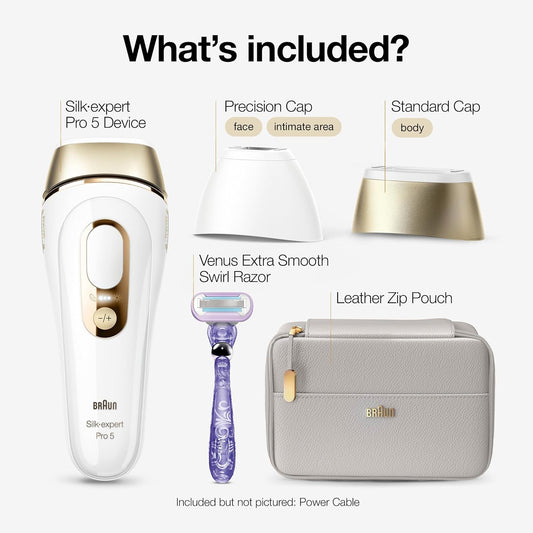 Braun Ipl Long-Lasting Laser Hair Removal Device For Women & Men, Silk Expert Pro5 Pl5157, Safe & Virtually Painless Alternative To Salon Laser Hair Removal, Full Body, With Venus Razor & Luxury Case