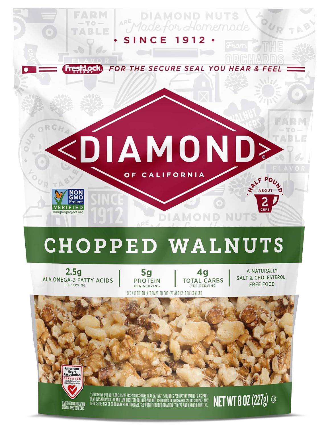 Diamond Of California Chopped Walnuts, 8 Oz - 12 Count