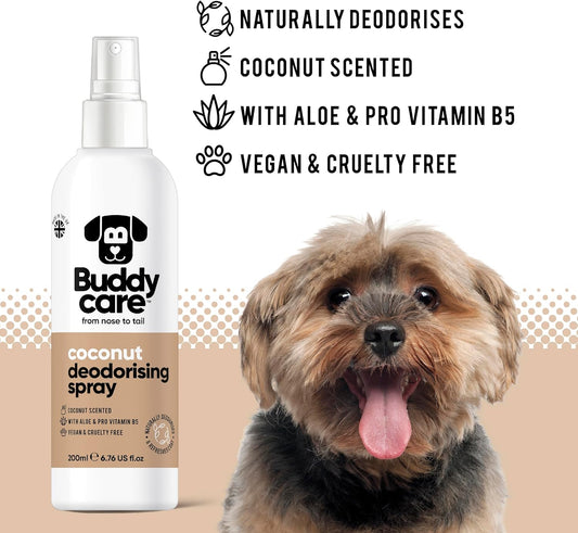Buddycare Dog Deodorising Spray - Deodorising Spray for Dogs - With Aloe Vera and Pro Vitamin B5 (Coconut, 200ml)B76500