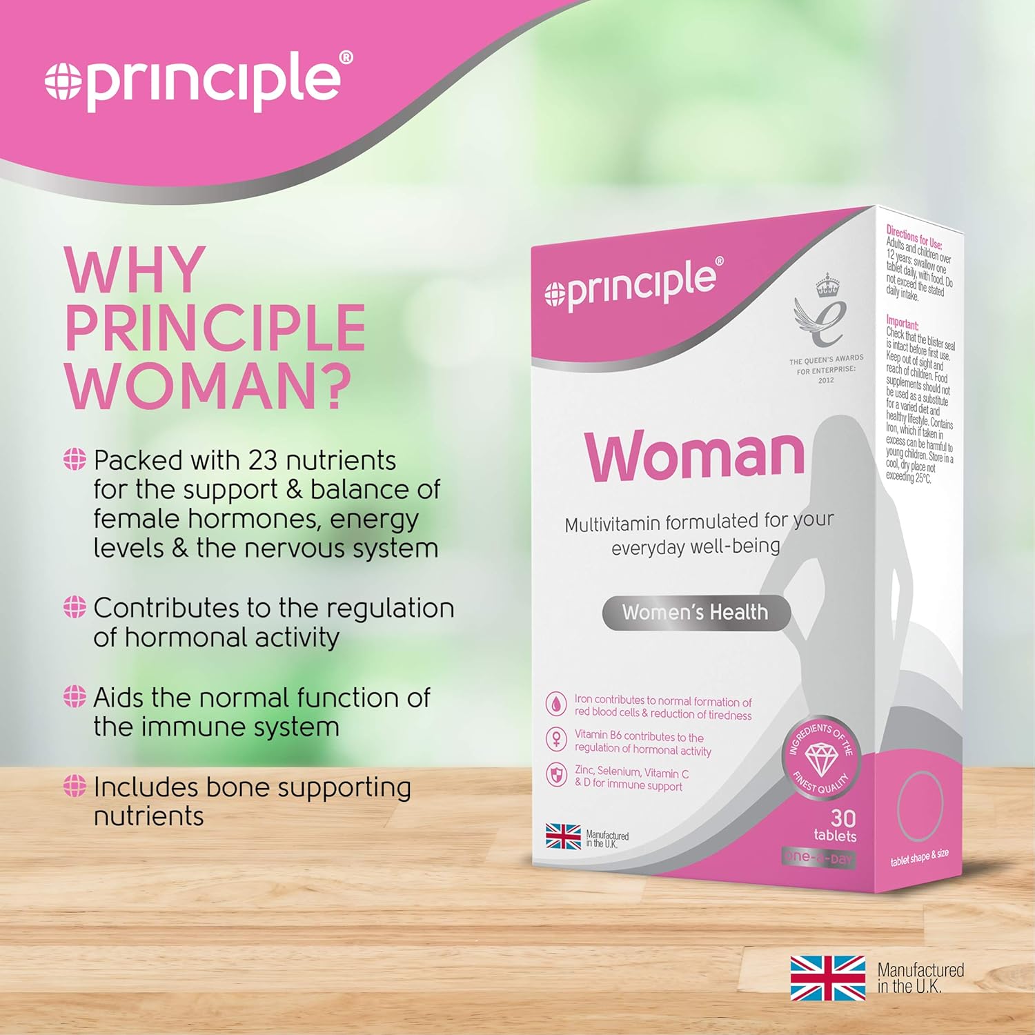 Principle Woman | 30 Tablets | 1 Month Supply | 23 Essential Vitamins & Minerals | 1 a Day Tablets | Women’s Health | Made in the UK by Principle Healthcare Ltd : Amazon.co.uk: Health & Personal Care