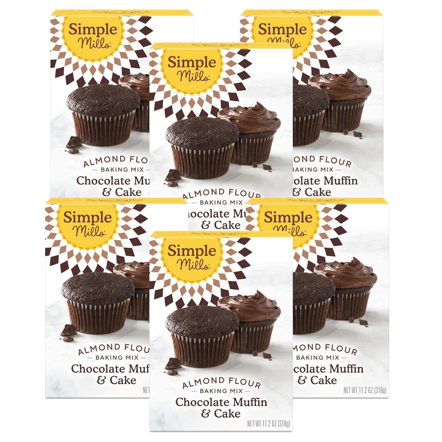 Simple Mills Almond Flour Baking Mix, Chocolate Muffin & Cake Mix - Gluten Free, Plant Based, Paleo Friendly, 11.2 Ounce (Pack of 6)