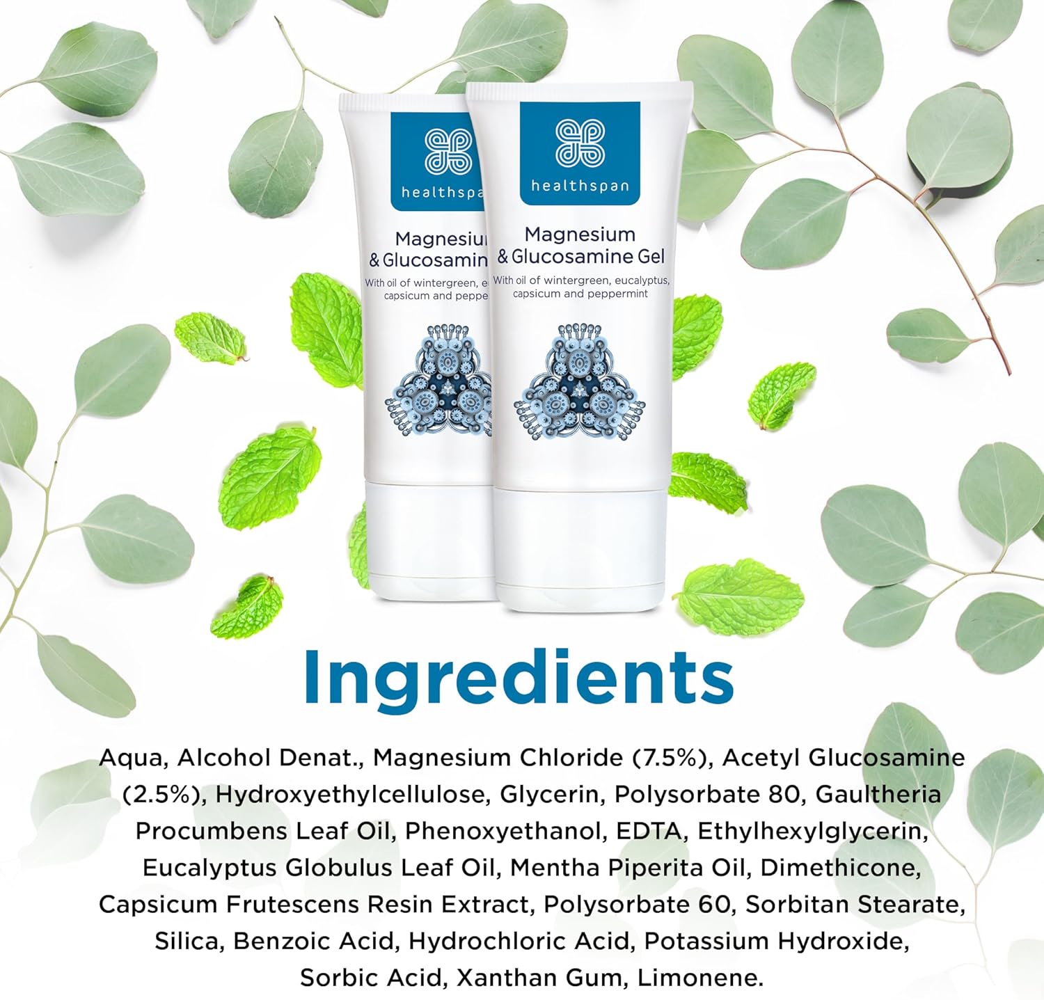Healthspan Magnesium & Glucosamine Gel | 150ml | Highly Absorbable | Non-Sticky | Non-Greasy | Capsicum | Cooling Eucalyptus Oil | Peppermint Oil | Pure Oil of Wintergreen | Gelatin Free : Amazon.co.uk: Health & Personal Care
