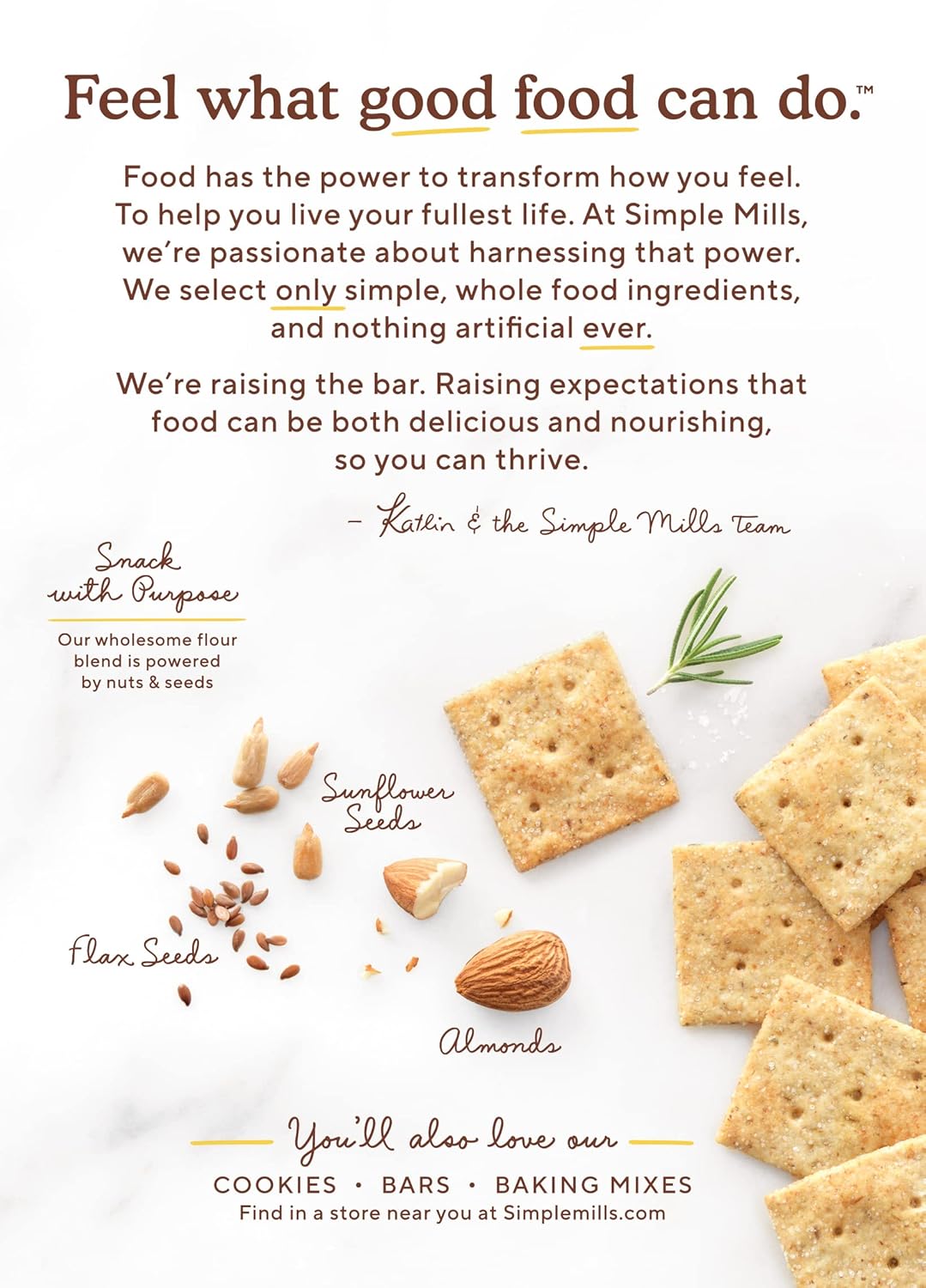 Simple Mills Rosemary & Sea Salt Almond Flour Crackers Family Size, Pack of 6 : Everything Else