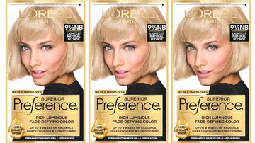 L'Oreal Paris Superior Preference Luminous Fade-Defying Permanent Hair Color, Hair Dye For Up To 9 Weeks Of Radiance, Lightest Natural Blonde 9.5Nb, 1 Hair Dye Kit (Pack Of 3)