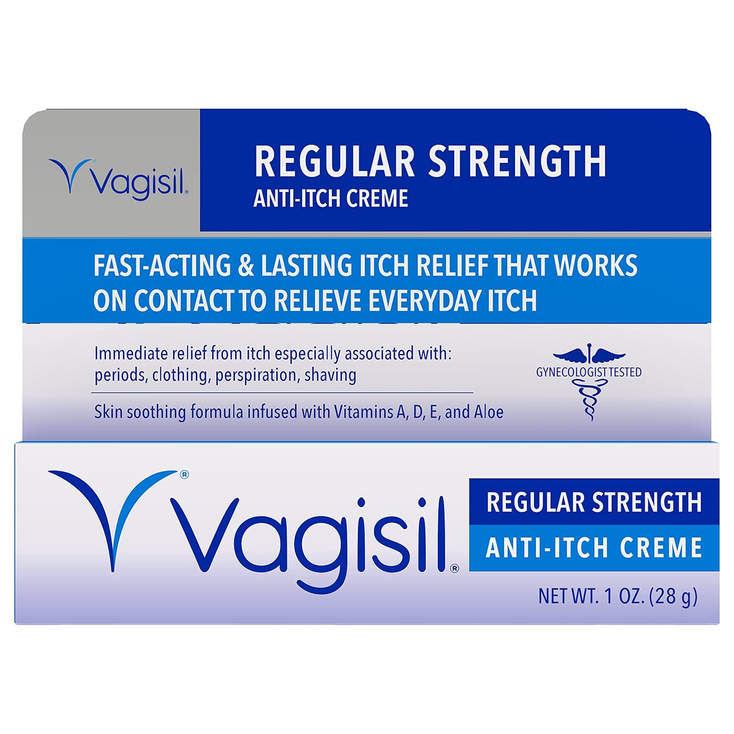 Vagisil Regular Strength Anti-Itch Feminine Cream For Women, Gynecologist Tested, Hypoallergenic, Fast-Acting And Long-Lasting Itch Relief, Vaginal Moisturizer Soothes And Cools, 1 Oz (Pack Of 1)