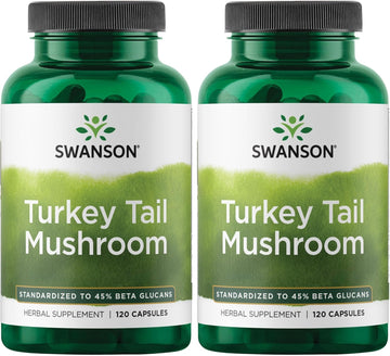 Swanson Turkey Tail Mushroom - Herbal Supplement - Natural Formula - (120 Capsules, 500 Mg) (2 Pack)