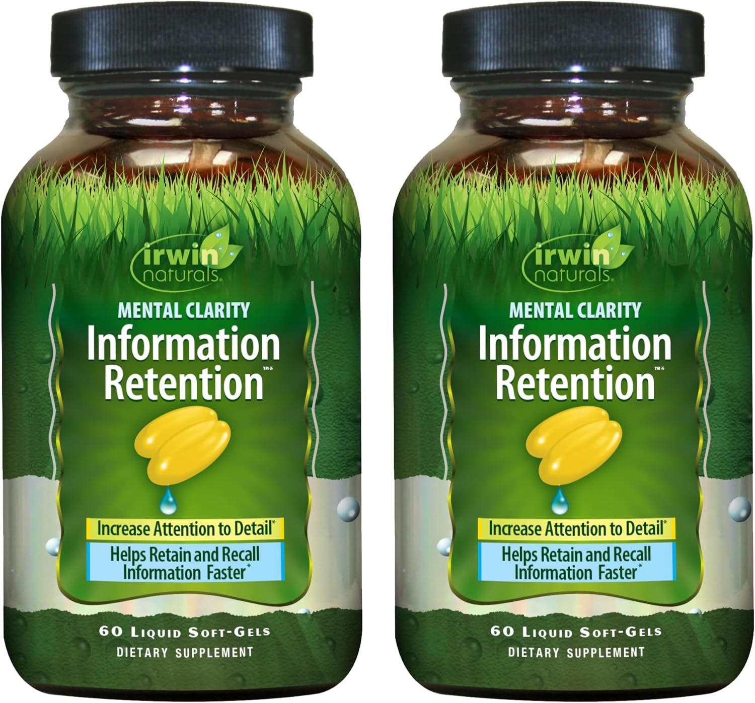 Irwin Naturals Mental Clarity Information Retention - 60 Liquid Soft-Gels, Pack Of 2 - Helps Increase Attention To Detail & Retain And Recall Information Faster - 60 Total Servings