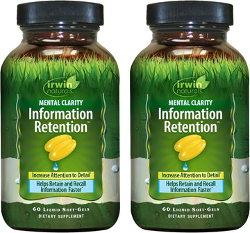 Irwin Naturals Mental Clarity Information Retention - 60 Liquid Soft-Gels, Pack Of 2 - Helps Increase Attention To Detail & Retain And Recall Information Faster - 60 Total Servings