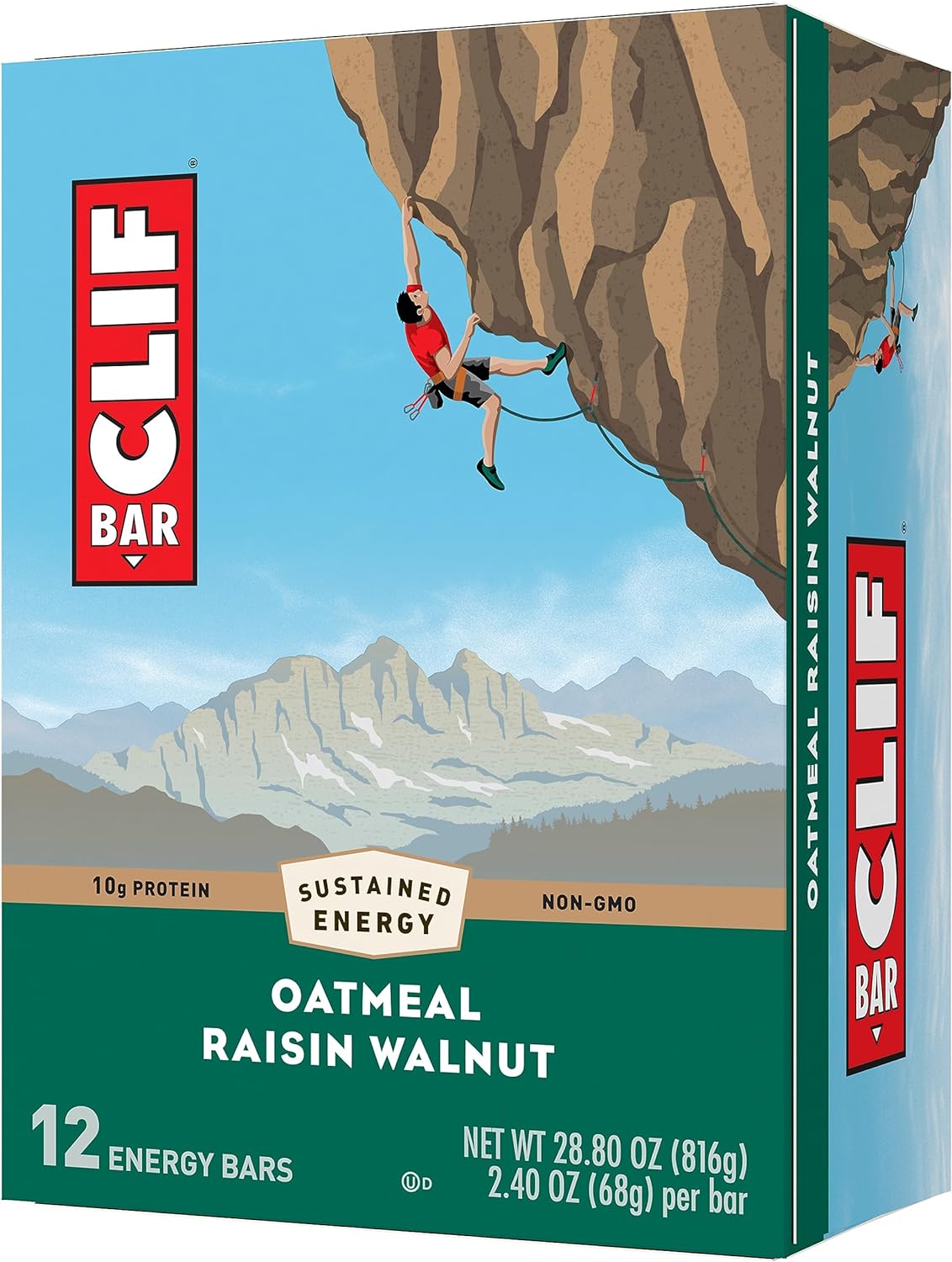 Clif Bar - Oatmeal Raisin Walnut - Made With Organic Oats - Non-Gmo - Plant Based - Energy Bars - 2.4 Oz. (12 Pack)