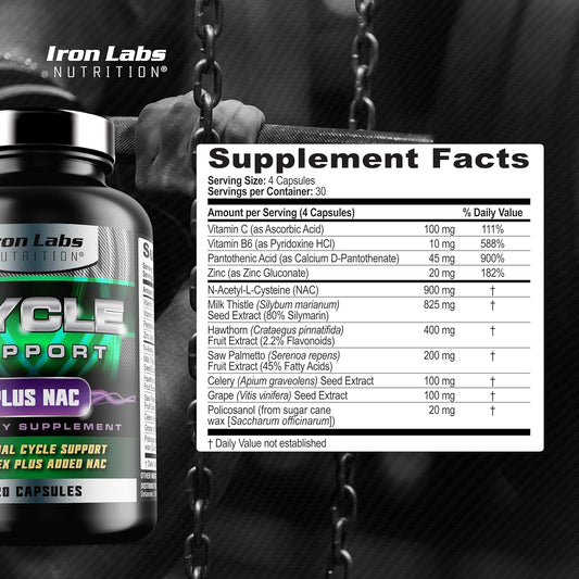 Cycle Support Plus Nac (N-Acetyl-L-Cysteine) - On Cycle Support Supplements For Men - With N Acetyl L Cysteine, Milk Thistle, Hawthorne Berry And More (240 Capsules)