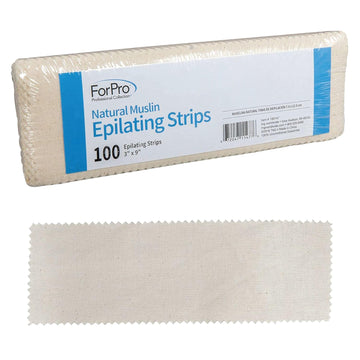 Forpro Natural Muslin Epilating Strips, Tear-Resistant, Pre-Cut Strips For Hair Removal, 3” W X 9” L, 100-Count