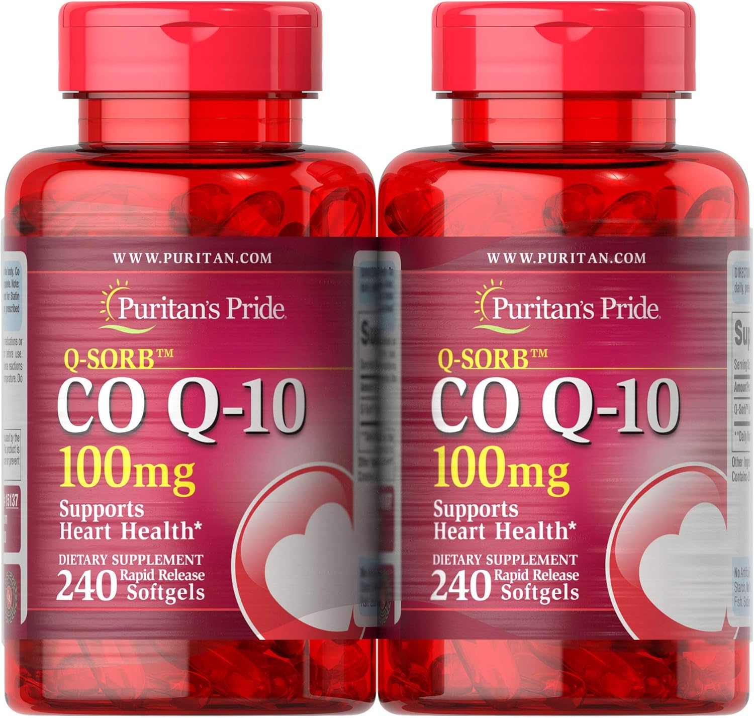 Puritan's Pride, Qsorb Coq10 100 Mg Supports Heart Health Total 2 Pack of 240 Softgels, 480 Count
