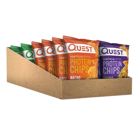 Quest Nutrition Tortilla Style Protein Chips Variety Pack, Chili Lime, Nacho Cheese, Loaded Taco, Low Carb, High Protein, Gluten Free, 1.1 Oz (Pack Of 12)