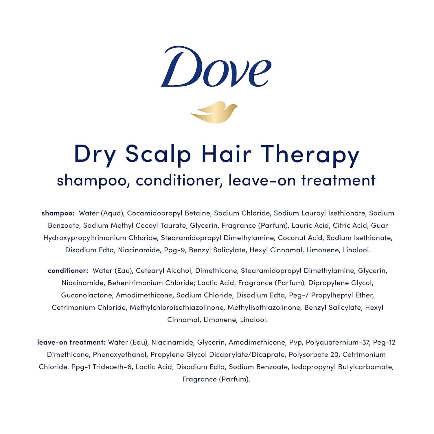 Dove Hair Therapy Regimen Hair Set Shampoo, Conditioner and Leave-On Scalp Treatment for Dry Scalp with Vitamin B3 : Beauty & Personal Care