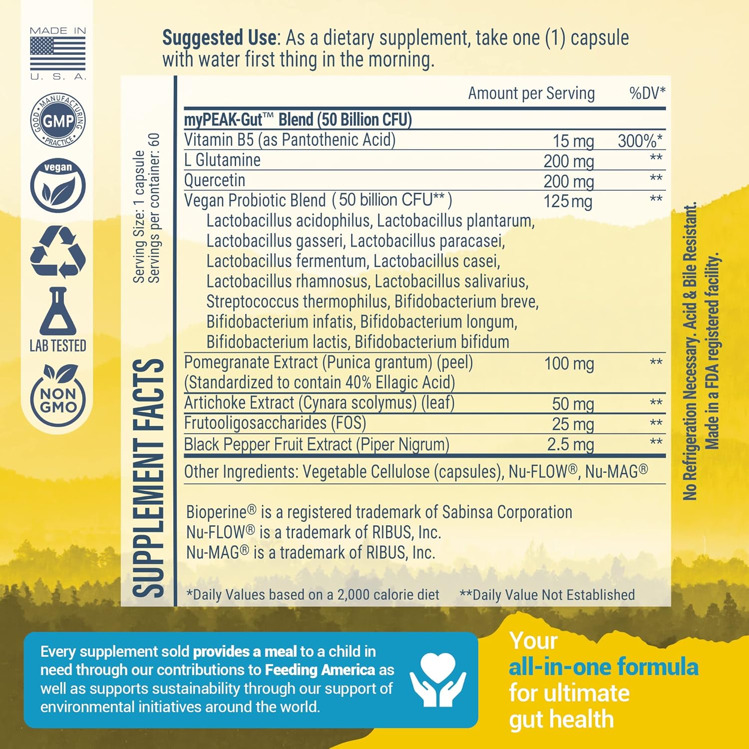 Mypeak Peakbiotic: The Ultimate Vegan Synbiotic With 50 Billion Cfu Probiotics Prebiotics Postbiotics Modbiotics And Gut Lining To Enhance Digestion, Skin, And Mood With 2-Month Supply, 60 Capsules : Health & Household