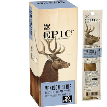 Epic Venison & Beef Strips, Keto Friendly, Whole30, 20 Ct, 0.8 Oz Strips