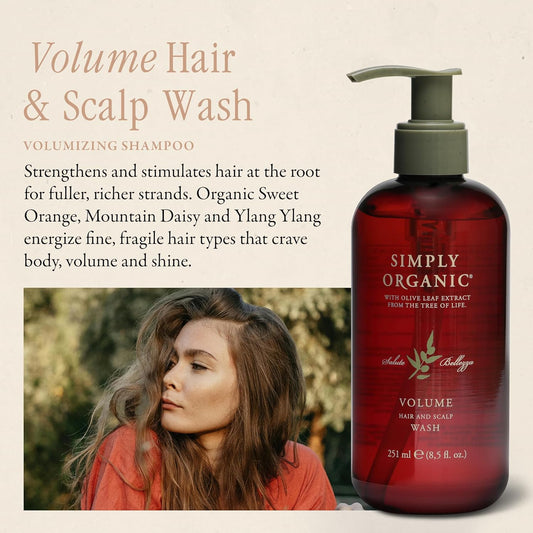 Made In Italy, All Natural Cruelty Free Hair Care For Women & Men, Thinning Hair Volumizing Shampoo Scalp Wash, Sweet Orange, Ylang Ylang, Olive Leaf Extract, Pump Not Included, 251Ml/8.5Floz, Volume