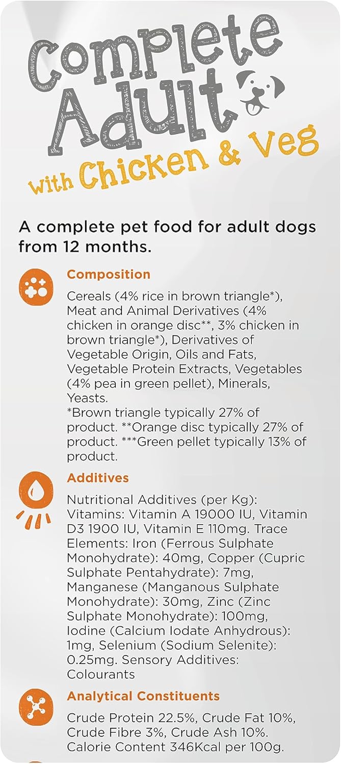 Webbox Complete Dry Dog Food (Adult), Chicken and Vegetables - Wholegrain Cereals with Added Calcium and Essential Oils, Made in the UK (4 x 2.5kg Bags) :Pet Supplies