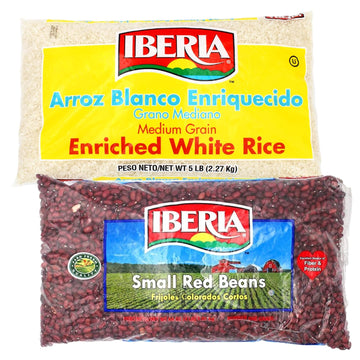 Iberia Enriched Medium Grain White Rice, 5 Pounds + Iberia Small Red Beans 1.5 oz. : Grocery & Gourmet Food