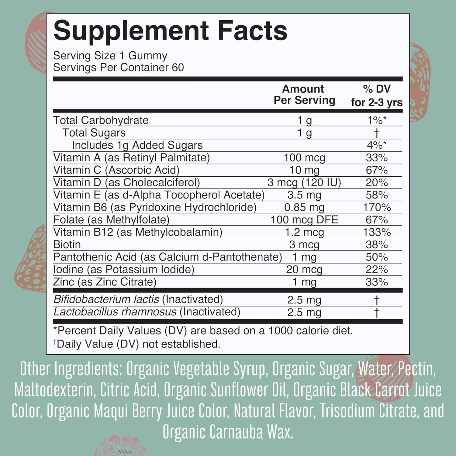 MaryRuth Organics Toddler Multivitamin Gummies + Postbiotics | USDA Organic | Vitamins for Kids Ages 2+ | Immune Support | Vitamin C | Vitamin D3 | Vitamin A | Zinc | Vegan | Non-GMO | 60 Servings : Health & Household