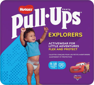 Huggies Pull-Ups, Explorers Nappy Pants For Boys - 9-18 Months, Size 3-4- Flex And Protect Pull Up Nappies With Potty Training Wetness Indicator , Pack Of 28