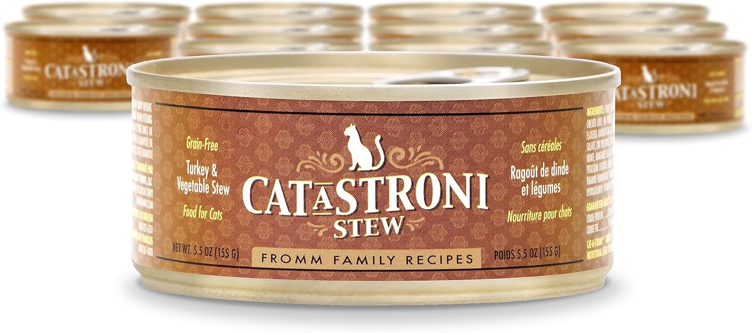 Fromm Cat-A-Stroni Turkey & Vegetable Stew Cat Food - Premium Wet Cat Food - Turkey Recipe - Case Of (12) 5.5 Oz Cans