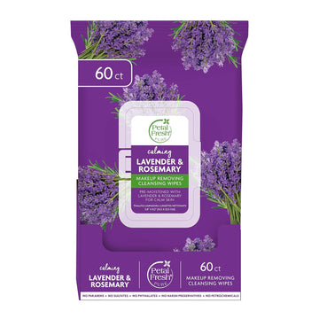 Petal Fresh Calming & Healing Lavender & Rosemary Makeup Removing, Cleansing Towelettes, Gentle Face Wipes, Daily Cleansing, Vegan And Cruelty Free, 60 Count