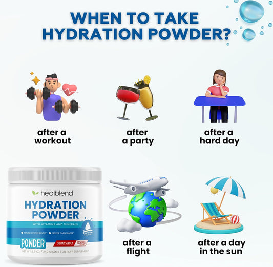 Healblend Hydration Powder - Electrolytes Drink Mix With Magnesium, Zinc, Real Pink Himalayan Salt, Vitamin C, B Complex For Endurance & Energy