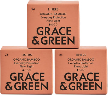 Grace & Green - Bamboo Liners - 72x Sustainable Panty Liners - Ultra Thin - Super Soft - Ideal for Light Flow - Spotting - Everyday Protection - Biodegradable Packaging - B Corp certified