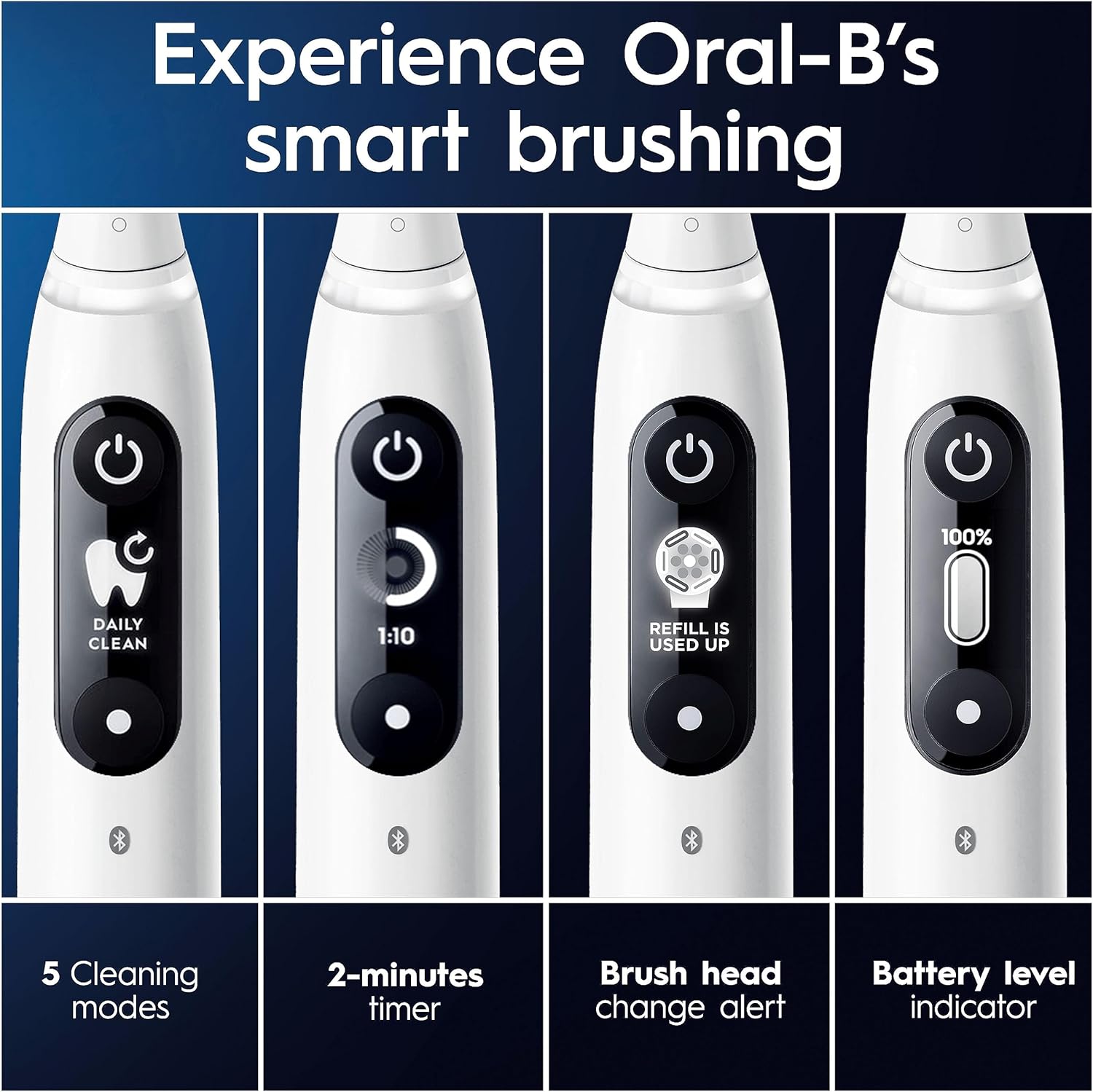 Oral-B iO7 2x Electric Toothbrushes For Adults, App Connected Handles, 2 Ultimate Clean Toothbrush Heads & 1 Travel Toothbrush Set Case, 5 Modes, Black/White : Amazon.co.uk: Health & Personal Care