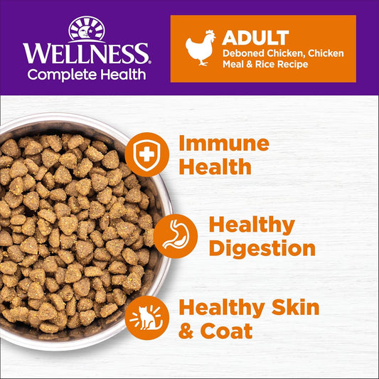 Wellness Complete Health Natural Dry Cat Food With Wholesome Grains, Made In Usa With Real Meat (Adult Cat, Chicken & Chicken Meal Recipe, 5-Pound Bag)