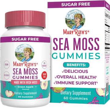 MaryRuth Organics Gummies Sugar Free Made with Irish Sea Moss for Gut Health and Immune Support Formulated for Adults and Kids Ages 4+ Vegan Non-GMO Gluten Free | 60 Count