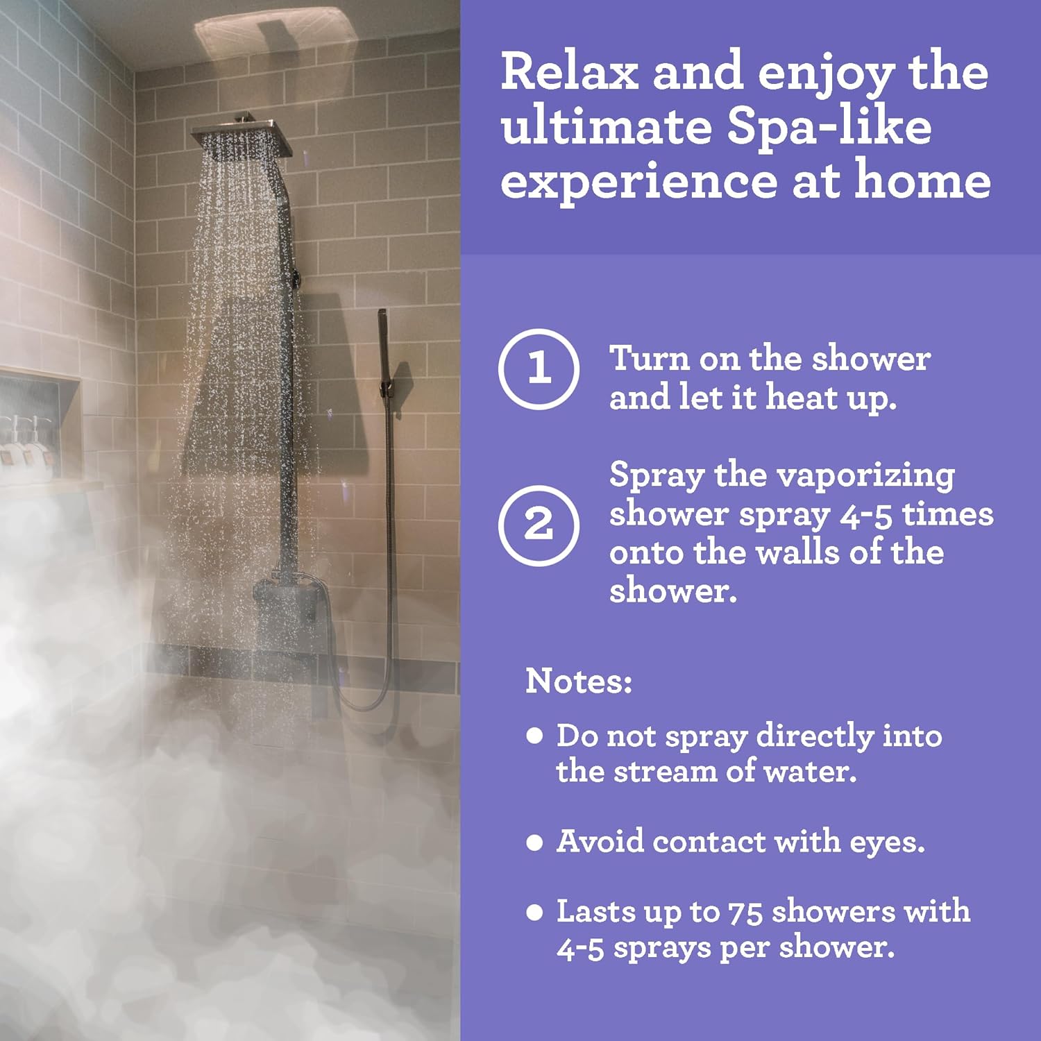 GuruNanda Relax Vaporizing Shower Spray, Natural Spa Mist & Room Spray with Lavender & Eucalyptus to Help with Stress Relief & Congestion Aid, 2 fl oz : Health & Household