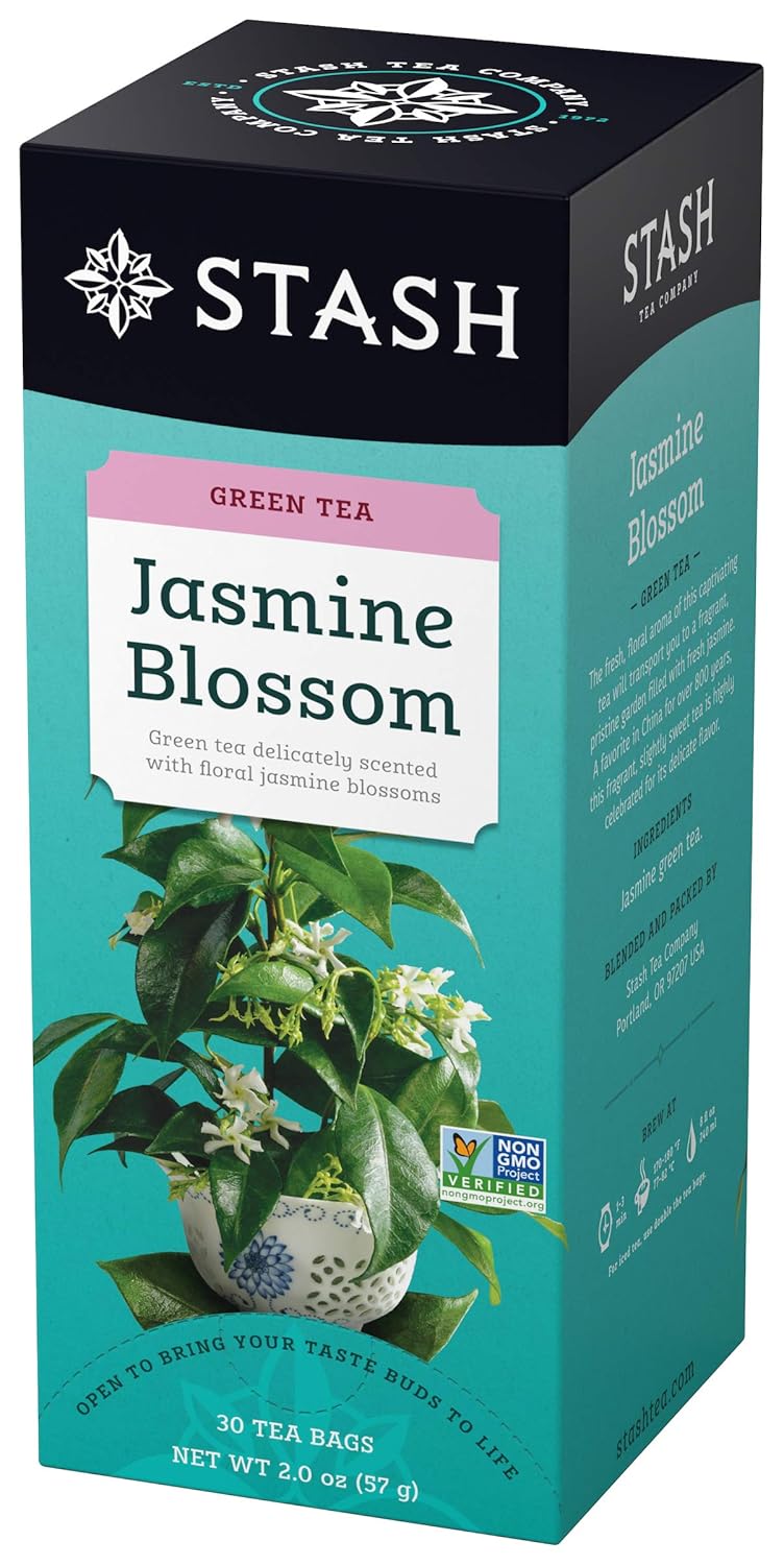 Stash Tea Jasmine Blossom Green Tea - Caffeinated, Non-Gmo Project Verified Premium Tea With No Artificial Ingredients, 30 Count (Pack Of 6) - 180 Bags Total