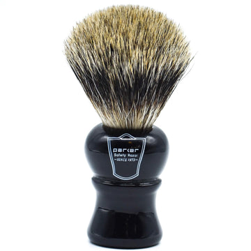 Parker Long-Loft 3-Band Pure Badger Bristle Shaving Brush – Premium Soft Bristle Brush For Rich Lather With Shaving Soaps & Creams