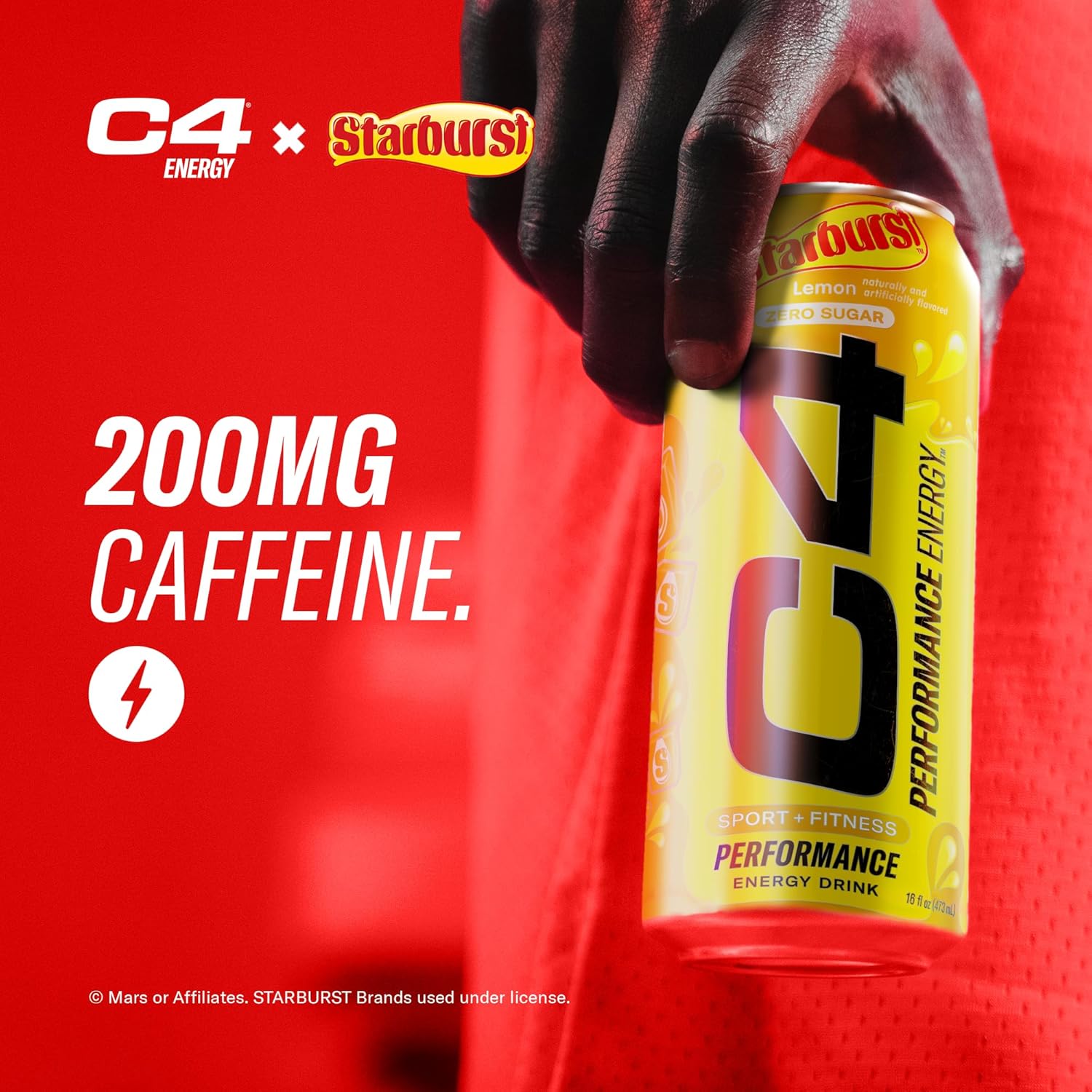 C4 Performance Energy Drink | STARBUST™ Lemon | Zero Sugar Carbonated Preworkout Energy | 200mg Caffeine with Beta Alanine | 16 Fl Oz (12 Pack) : Health & Household