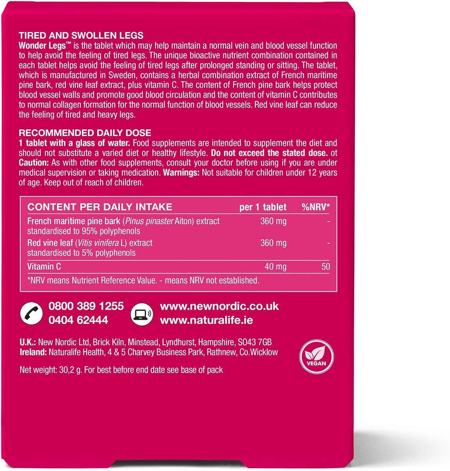 New Nordic Wonder Legs - High Strength Pine Bark Extract - Help Avoid Feeling of Tired Legs - Helps Maintain Normal Circulation - 30 Tablets : Amazon.co.uk: Health & Personal Care