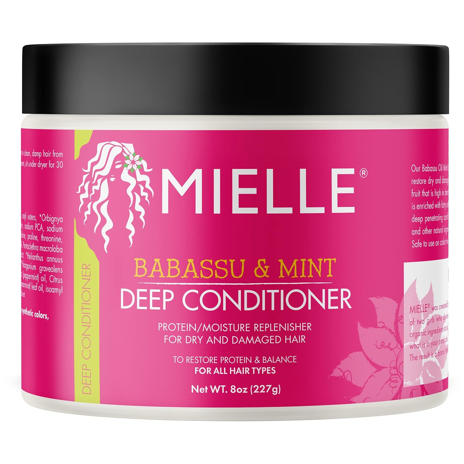 Mielle Organics Babassu & Mint Deep Conditioner With Protein, Moisturizing & Conditioning Deep Treatment, Hydrating Repair For Dry, Damaged, & Frizzy Hair, 8-Ounces