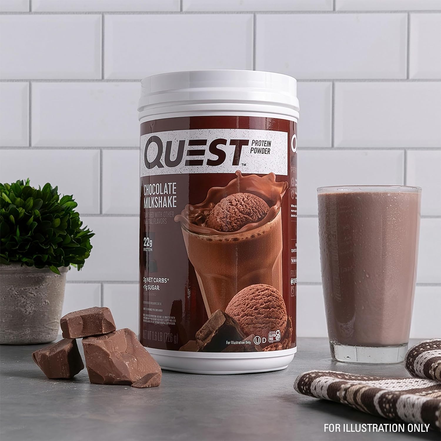 Quest Nutrition Chocolate Milkshake Protein Powder, 22g Protein, 2g Ne