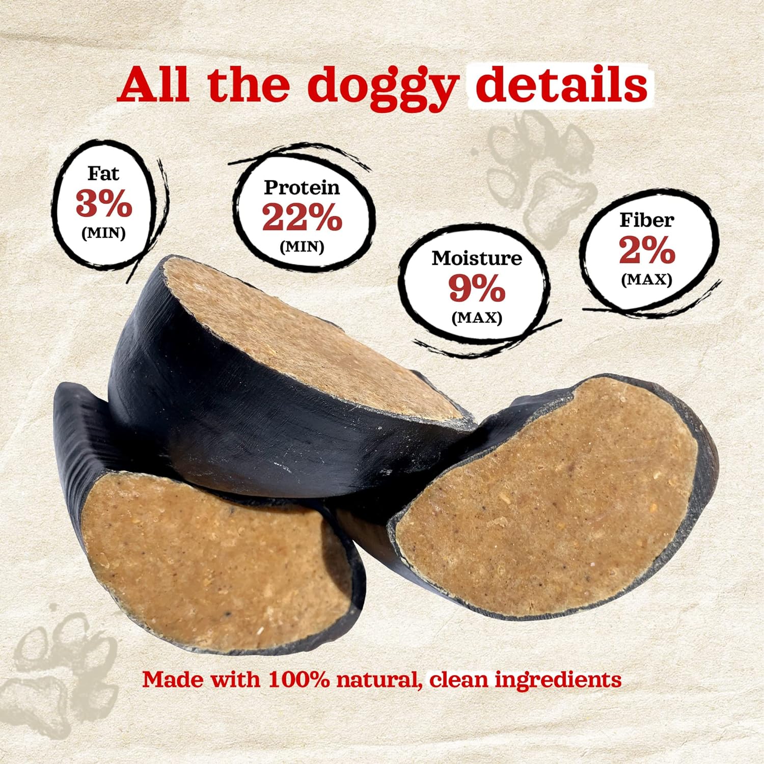 Natural Farm Peanut Butter Flavor Filled Cow Hooves for Dogs (4-Pack), Long-Lasting Natural Beef Bone Treats, Best for Small, Medium & Large Dogs : Pet Supplies