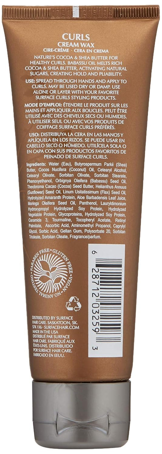 Surface Hair Curls Cream Wax, Define And Add Shine And Texture To Curly Hair, With Cocoa And Shea Butter, 4 Fl. Oz