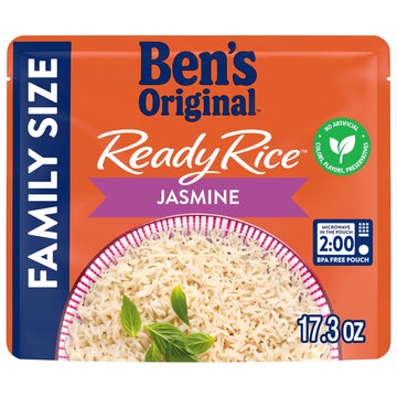 BEN'S ORIGINAL Ready Rice Jasmine Family Size Rice, Easy Dinner Side, 17.3 OZ Pouch (Pack of 6)